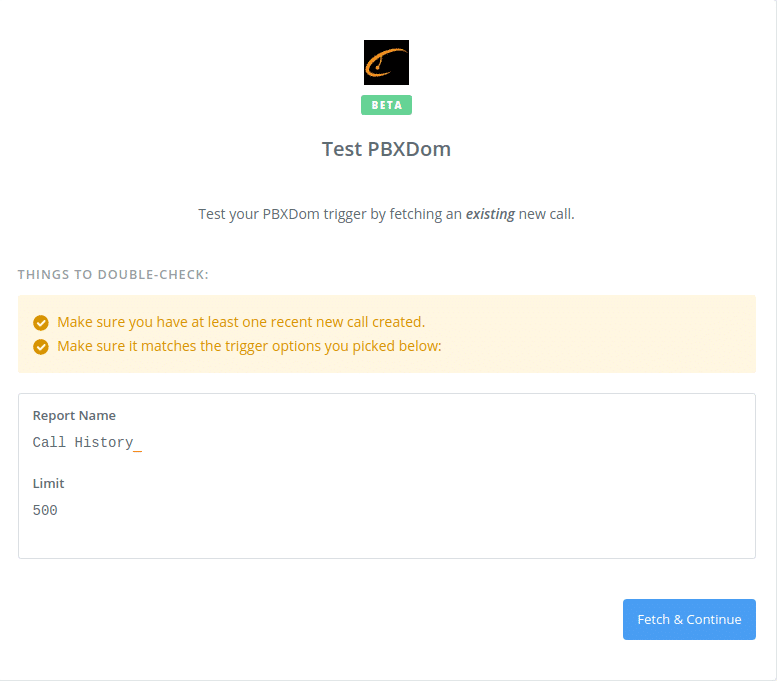 Test-PBXDom-Connection-With-Zapier-Fetch-Data