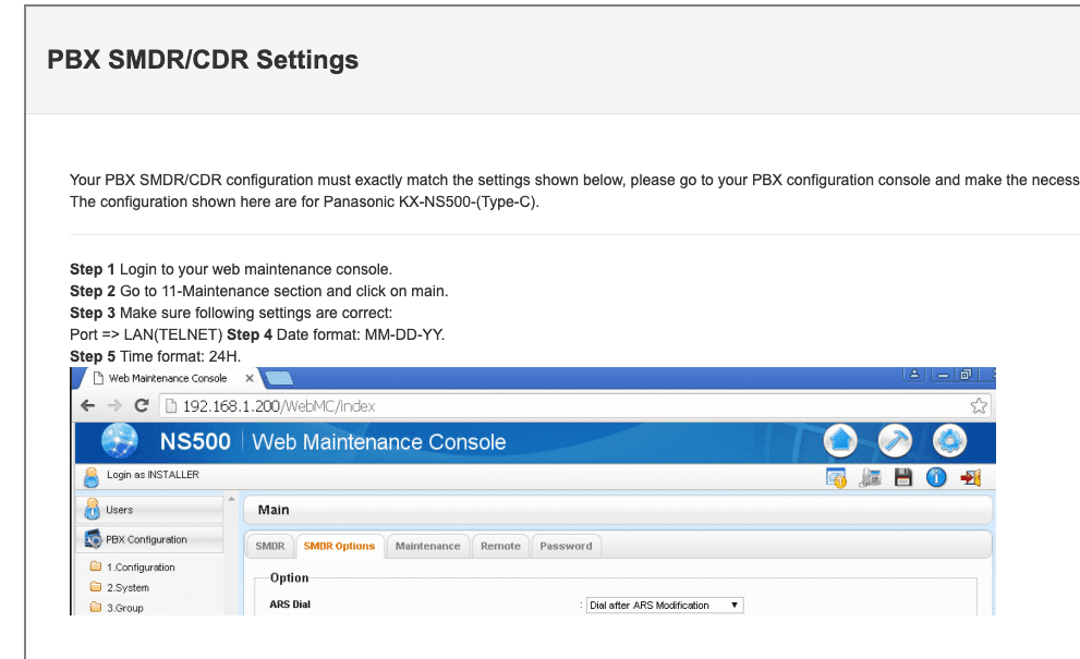 Panasonic-NS-Dashboard-Settings-SMDR